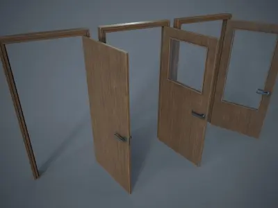 Set of three doors Low-poly 3D model