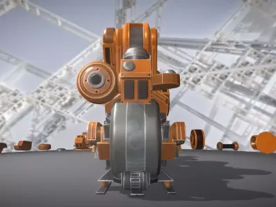 The Walking Mech Neck Orange Version Low-poly 3D model