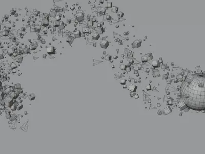 Abstract magic particles from circle with animation  3D model