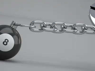 8 Snooker Ball with Keychain 3D model