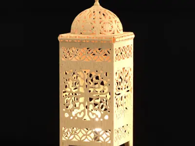 Moroccan table and lantern 3D model