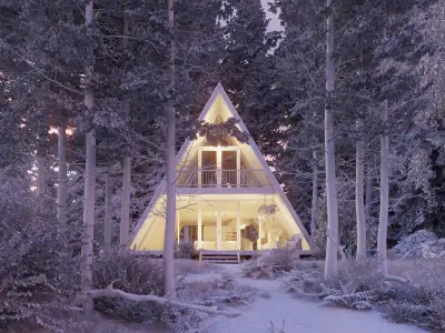 Forest House - Landscape Sunset Render  3D model