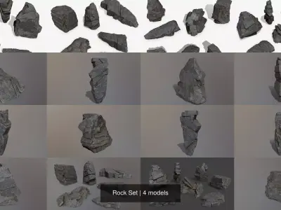 Rock Set rocks 3D Model Pack