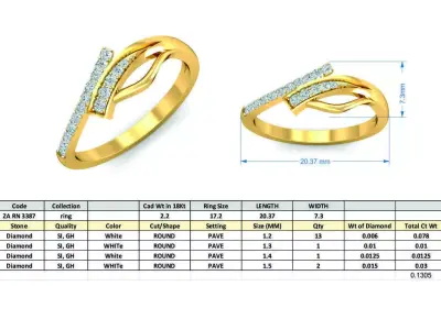 Buy Glitter Wave Ring Online 3D print model