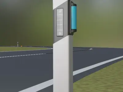 Editable Road with Delineators - Curve Based Low-poly 3D model