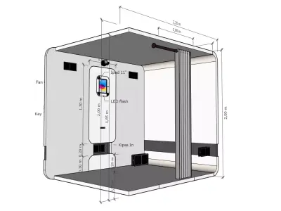 Modern Photo Booth Kiosk 3D Model  Interactive Self Photo Booth 3D model