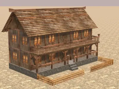 Medieval house fourteen 6 Low-poly 3D model