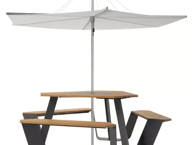Extremis Anker bench with Inumbrina parasol 3D model
