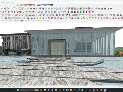 Hotel office building glass facade  3D model