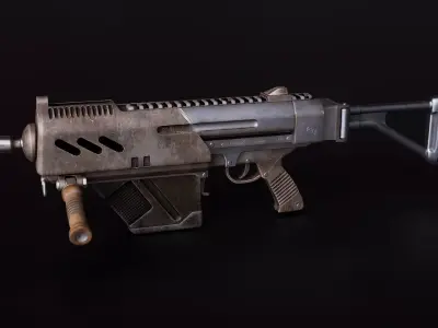 SciFi Machine Gun Low-poly 3D model