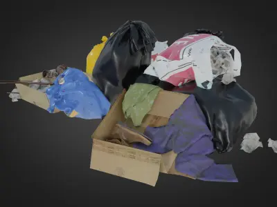 Garbage Set pile of bags Low-poly 3D model