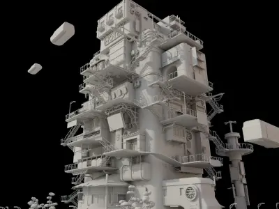 SCIFI Cyberpunk   City Modular  Low-poly 3D model