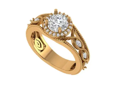 Round Engagement Ring 3D print model purchase