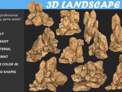 Low poly formation yellow-texture Low-poly 3D model