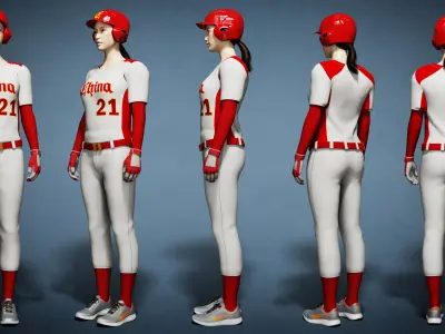 Original Baseball Player Softball player Female Athlete 3D model