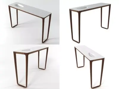 Luna four different tables with top and wooden legs 3D model