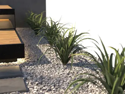 Landscape Backyard with Pool and Furniture 3D model