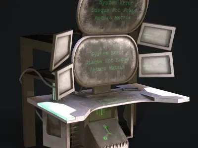 Sci-Fi Console Computer Base 4 Low-poly 3D model