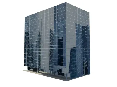 BUILDING office with glass windows Low-poly 3D model