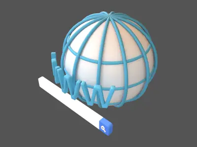 WWW Icon with Search Bar v1 001 Low-poly 3D model