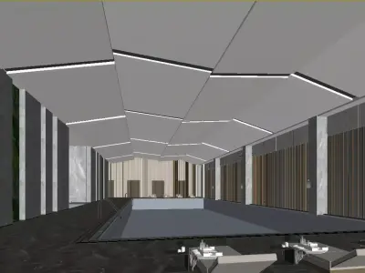 Indoor constant temperature swimming pool 3D model