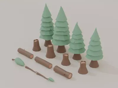 Stylized Low-Poly Tree Pack 14 Game-Ready Assets Low-poly 3D model