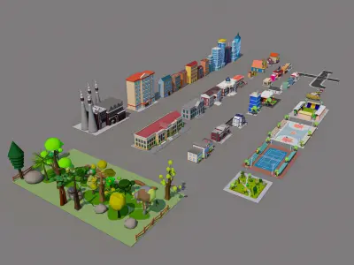 Cartoon City Pack Low-poly 3D model