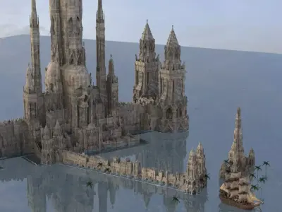 Pirate Ruins Port Town 3D model