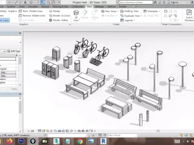 revit urban furniture  families pack 3D model