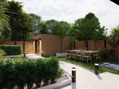 3D Exterior Scene 3D model design garden and landscape 3D  3D model