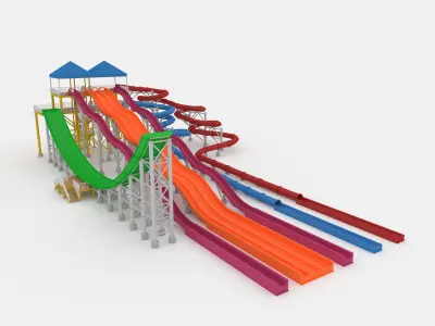 Collection Waterpark Slide 4 3D Model Pack