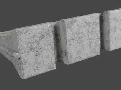 Cracked Concrete Barricade Free low-poly 3D model