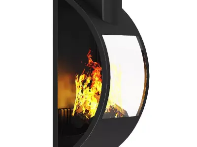 Modern Wall Fireplace 2 3D model