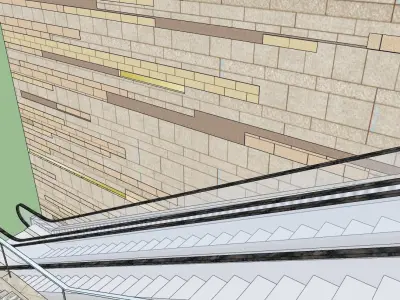 3D model of escalators and stairs 3D model