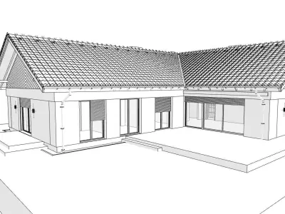 modern barn house sketchup and twinmotion 3D model