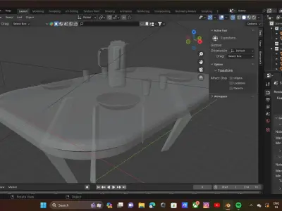 Table and pleats Low-poly 3D model