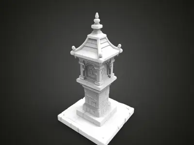 medieval urban stone lantern 1 3D print model