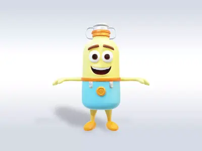 Cartoon character t pose flask back to school 3D model