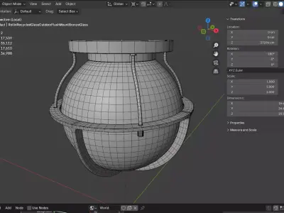 Artisanal Rollin Recycled Glass Outdoor Flush Mount Low-poly 3D model