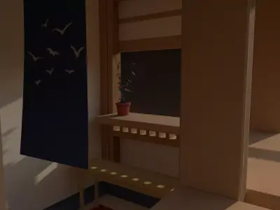 Stylized Japanese Food Stall Diorama Low-poly 3D model
