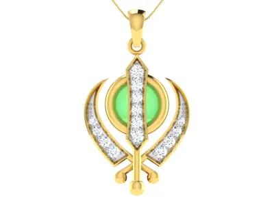 light weight yellow gold  diamond pendent -ZA PN 3168 3D print model