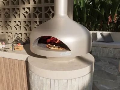 Polito Giotto Wood Fire Pizza Oven with Benchstand 3D model
