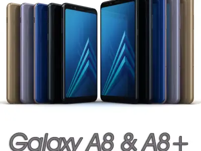 Samsung Galaxy A8 and A8 Plus 2018 All Color Low-poly 3D model