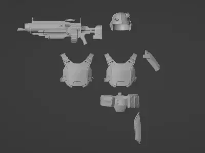 F4 Combat Armor One-Twelfth Scale 3D print model
