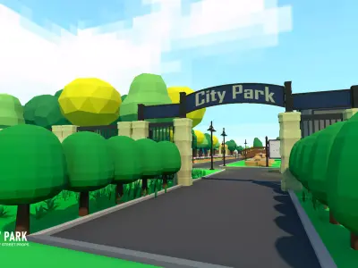 City park - low poly street props Low-poly 3D model