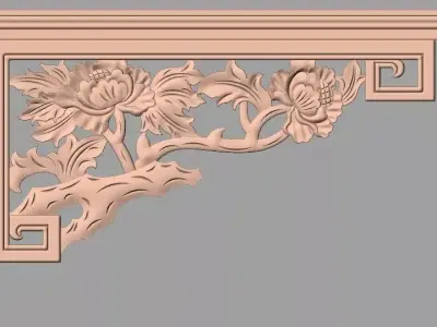 Furniture decorative corner flower 3D STL model for CNC E865 3D model