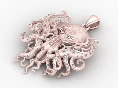 Octopus Diamond Pendant 3d printable Model 3D print model