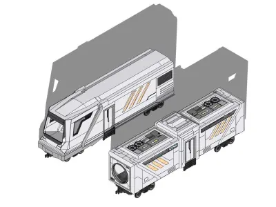 Sci-Fi Train Futuristic High-Speed Transport 002 3D model