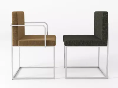 Chair two chairs with metal frame 3D model