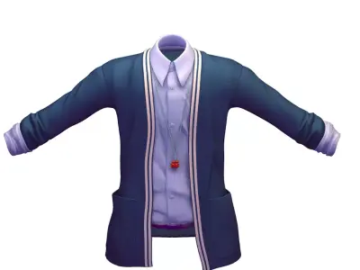 Cartoon High Poly Subdivision Blue Jakets Shirt 3D Model Low-poly 3D model